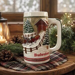 Vintage 1984 Budweiser Holiday Clydesdale Beer Stein CS62 Ceramarte